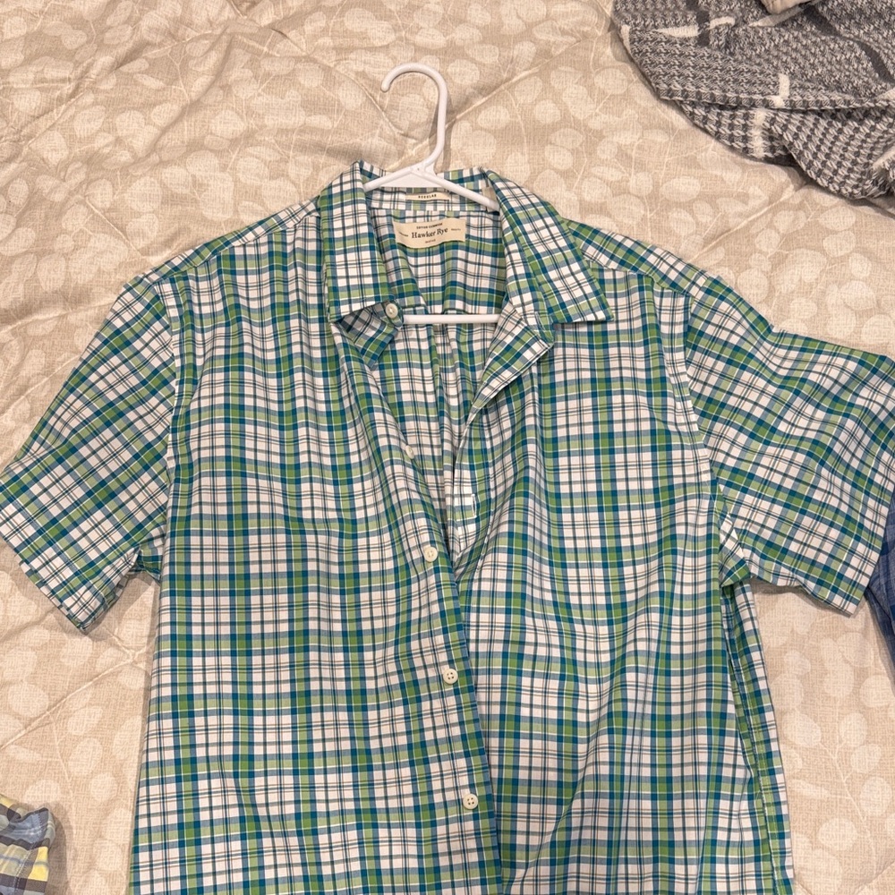 Stylish Green and Blue Plaid Men's Shirt